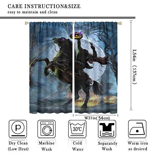 Gothic Halloween Rod Pocket Blackout Curtains for Bedroom - Horror Forest Night Theme Pumpkin Headless Horseman Window Treatment,Thermal Insulated Room Darkening Curtains 2 Panels 54L x 21W - color: Gothic Halloween, size: 21"W x 54"L (Pack of 2)