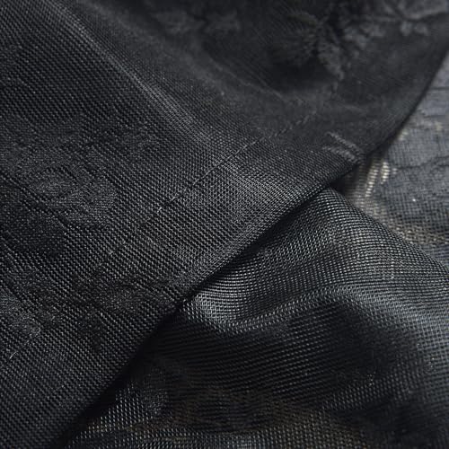 Kotile Black Lace Valance Curtain for Windows Floral W52xL18 Inch 1 Panel - color: Black