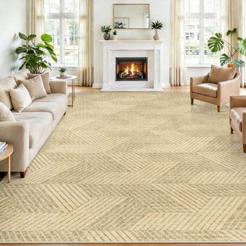 MXSANYOO Area Rugs 9x12 for Living Room, Washable Geometric Brown Carpet - color: Brown, size: 9' x 12' (Rectangular)