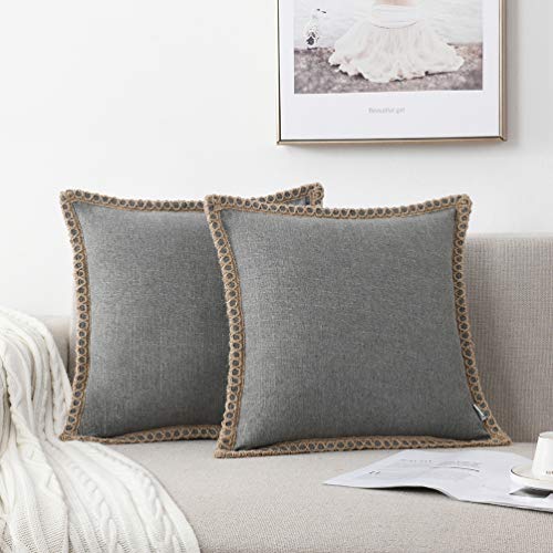 Throw Pillow Covers 22x22 Outdoor Decorative Pillows Cover for Couch - color: Grey, size: 22" x 22" (Pack of 2)