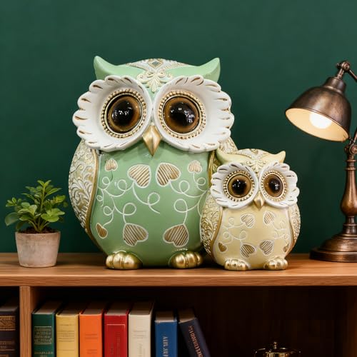 Baitiane Owl Statues Home Decor, Owls Figurine Decoration for Table - color: Colorful
