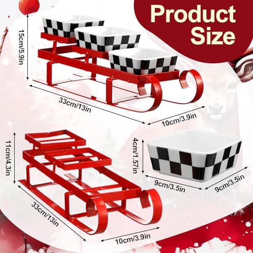 Nuogo 4 Pcs Christmas Sleigh Serving Bowl 3 Tiered Serving Dish - style: Checkered