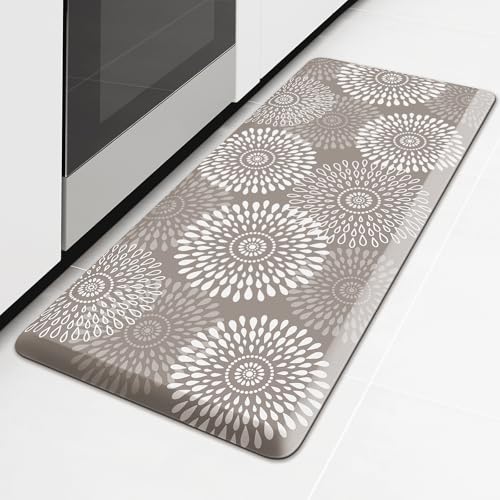 Kitchen Mat Water-Resistant Kitchen Rugs Cushioned Anti-Fatigue Floor Mat - color: Khaki, size: 39"L x 17.3"W x 0.5"Th