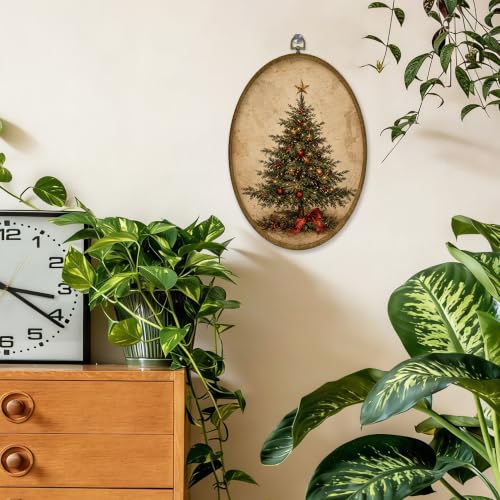 JMENGSSFL Classic Vintage Christmas Tree Oval Wall Art Decor 8.6x11.13 - color: Christmas-29