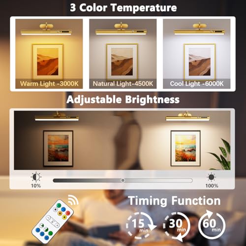 Motion Sensor Battery Operated Picture Light,Wireless Picture Light - color: Motion Sensor Brass