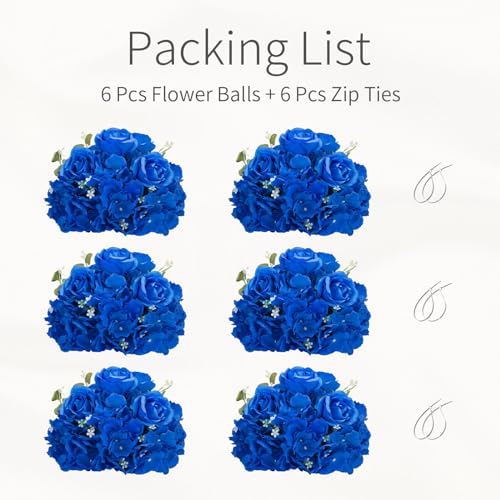 Royal Blue Flowers Balls Centerpieces: 11.8in Diam, Set of 6 - color: Royal Blue, size: 11.8" Diam - 6 PCS