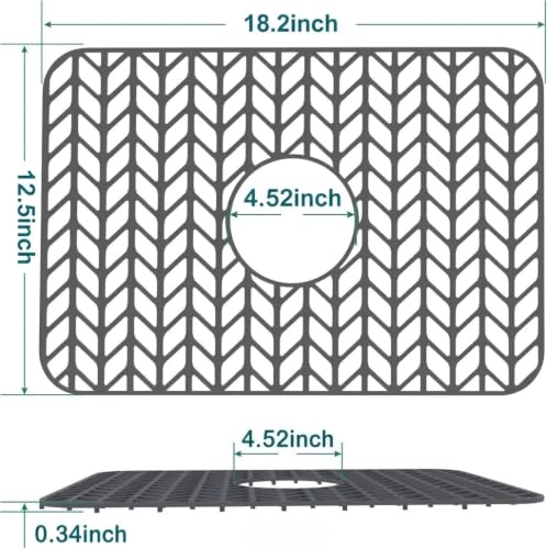 AWOKE Silicone Sink Protectors for Kitchen Sink 18.2"x 12.5" Center Drain - size: 18.2' x 12.5 Center Drain