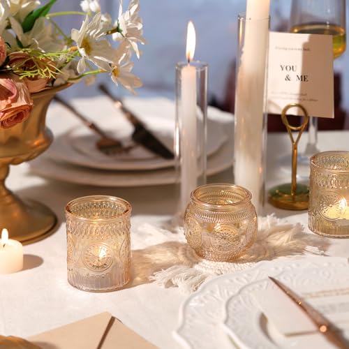 DARJEN Gold Votive Candle Holders Set of 36 - Glass Candle Holder Bulk for Table Centerpiece, Tea Lights Candle Holders for Home, Party & Wedding Shower Decorations - color: Gold, size: 36 PCS