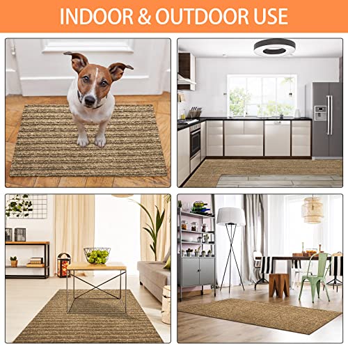 Nuanchu Large Semi Finished Outdoor Mat 16 x 79 Inch, Khaki, 1 Roll - color: Khaki