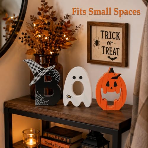 3 Pcs Boo Sign Halloween Table Tiered Tray Shelf Desk Home Decor