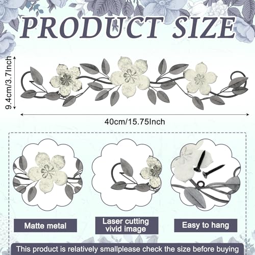 Wesiti Metal Flower Wall Art Decor Vintage Wrought Scroll, White - color: White