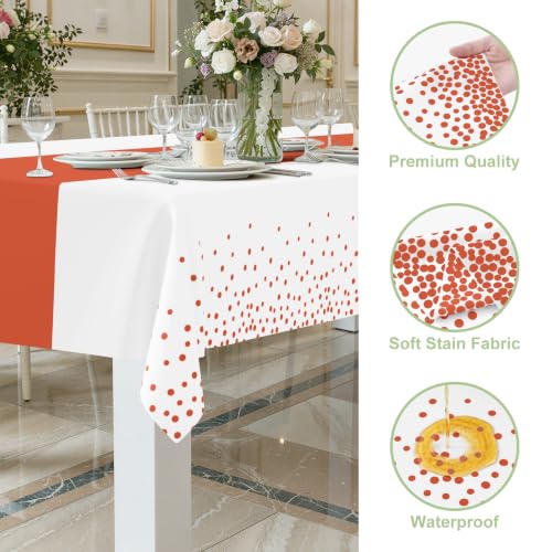 Smiry Disposable Rectangle Plastic 54 x 108 Inch Table Cloth 3 Pack - color: White and Terracotta