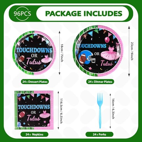 Grencian 96Pcs Football Gender Reveal Party Decorations for Baby, Serves 24 - style: Football Gender Reveal Kit