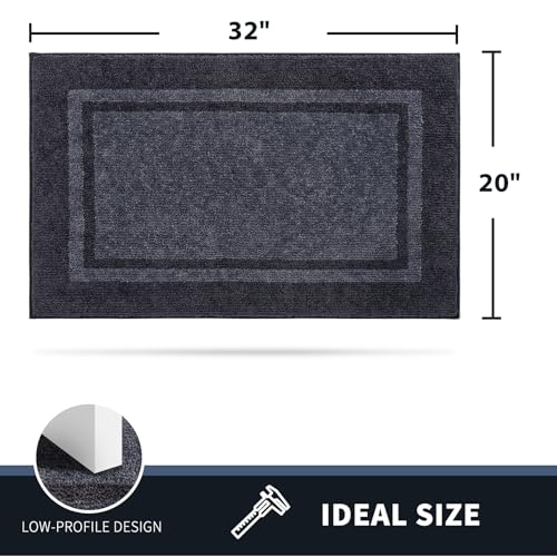 PURRUGS Dirt Trapping Indoor Door Mat, 20" x 32", Bluish Grey & Charcoal - color: Bluish Grey & Charcoal, size: 20" X 32"