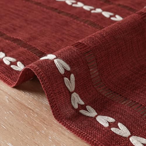 Artoid Mode Red Rustic Cotton Linen Table Runner 13x36 Inch - color: Red, size: 13" x 36"