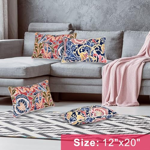 JMGBird Red Outdoor Pillows Covers Outdoor Throw Pillowcases - color: 2 Large Flowers, size: 20" x 12" (Pack of 2)