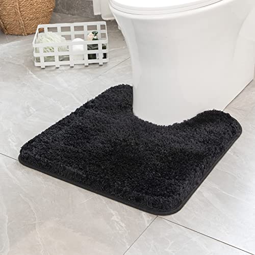 MIULEE Black Toilet Bathroom Rug U-Shaped Microfiber Bath Mat 20x20 Inch - color: Black, size: 1'8" x 1'8" (U-Shape)