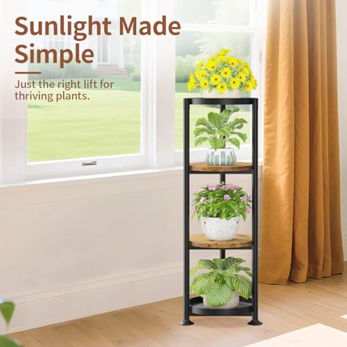 LASZOLA Plant Stand Tall Flower Holder for Indoor Corner, 4 Tier Black