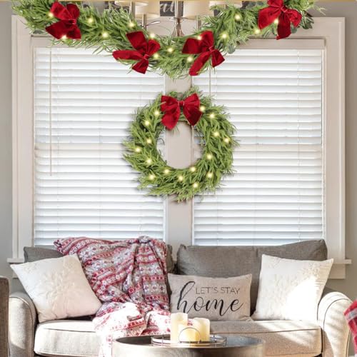 HipTree 9ft Pre-Lit Real Touch Norfolk Christmas Garland with Lights - size: 9ft