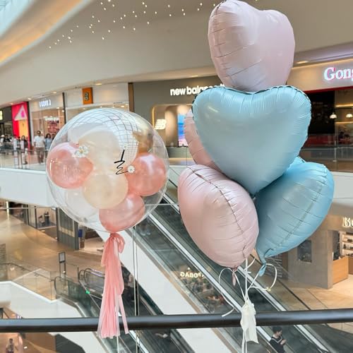 Pink Blue Heart Foil Balloons,12Pcs 18Inch Heart Shaped Balloons - color: Pink Blue