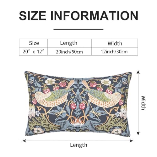 William Morris Vintage Floral Bird Strawberry Thief 20x12 inches Pillow Cover, Outdoor Farmhouse Pillow Cover Home Decor for Couch Sofa - color: Color-12, size: 20" x 12" (Pack of 1)