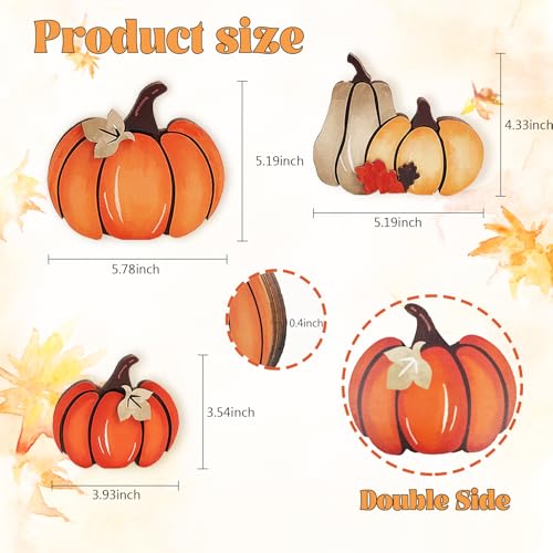 3PCS Wooden Pumpkin Set, Fall Decor Thanksgiving Table Centerpiece - color: Multicolor2