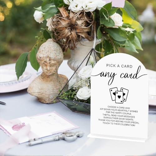 Acrylic Wedding Sign Pick A Card Sign for Wedding Wedding Signs for Ceremony Modern Calligraphy Arch Acrylic Table Top Sign for Wedding Reception and Event Party Table(white) - color: Pick A Card