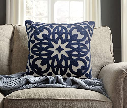 Alysheer Embroidered Decorative Throw Pillow Cover 20"x 20", 1pc Navy Blue - color: Navy, size: 20" x 20" (Pack of 1)