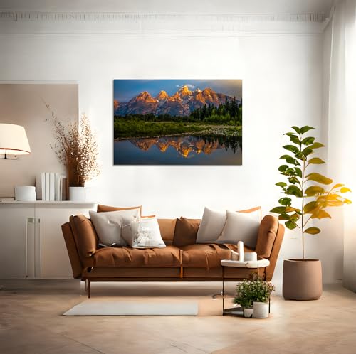 YIOZHAOFH Mountain Wall Art Nature Landscape Lake Teton Pictures Wall Decor Canvas Print for Living Room Office wall Posters (16" L x 24" W) - color: YZ-NAPARK-01, size: 16"L x 24"W