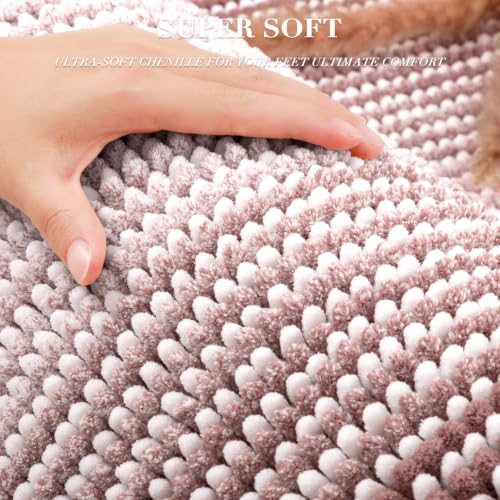 BSICPRO Bathroom Rugs Sets 2 Piece, Non Slip Striped Bath Mats, Mauve Brown - color: Mauve Brown, size: 20" x 32" Plus 16" x 24"