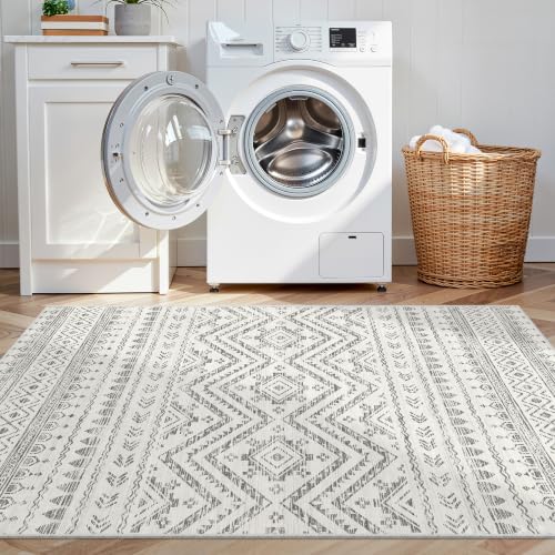 Miukiki 3x4 Washable Area Rug Moroccan Soft Non Slip Entryway Rug Grey - color: Grey, size: 3' x 4' (Rectangular)