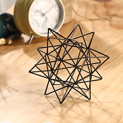 Metal Table Top Decor, 3D Metal Geometric Sculpture - color: Black