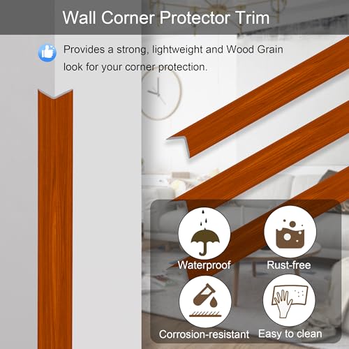 3 Pcs 49" Wall Corner Protector Trim, Walnut Wood Grain Edge Strip for Door and Window Frames Mirror Trim Backsplash Tile Edge (Walnut) - color: 3pcs * Walnut