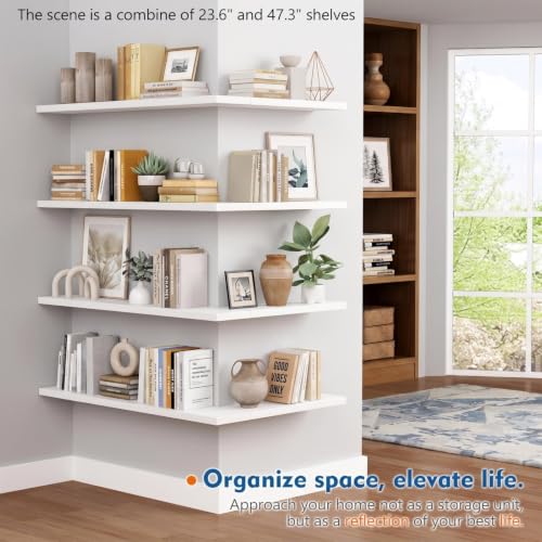 White Floating Shelves 24 Inch, Wall Mounted Bathroom Shelves Over Toilet - color: White, size: 24 x 8 Inch