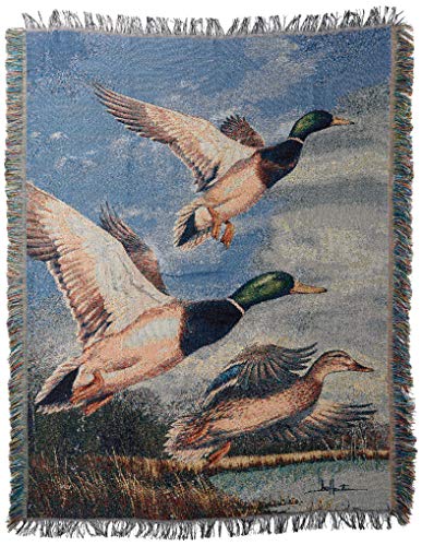 Northwest Hautman Brothers Wildlife Art Woven Tapestry Throw Blanket, 48" x 60", Mallards Rising - color: Mallards Rising