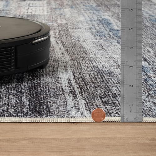 Bloom Rugs Washable Non-Slip 2' x 3' Rug - Gray/Blue/Blush Modern Abstract Area Rug for Living Room, Bedroom, Dining Room, and Kitchen - Exact Size: 2' x 3' - color: Gray / Blue / Blush, size: 2' x 3' (Rectangular)