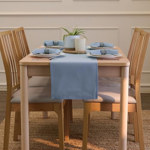 Encasa XO Table Runner, Cotton Canvas Dining Runner 13"x72" - color: B Grey, size: 13x72 in
