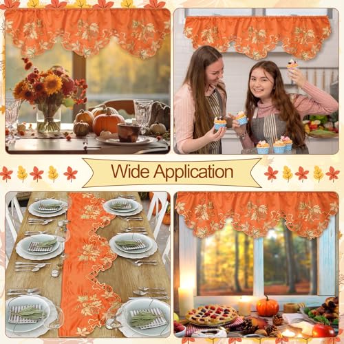Breling Fall Kitchen Curtain Valance Embroidered for Thanksgiving - style: Maple Leaves