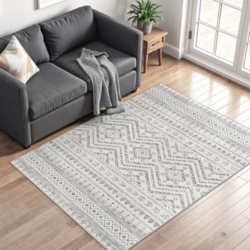 Miukiki 4x6 Washable Area Rug Non Slip Rug for Living Room Grey - color: Grey, size: 4' x 6' (Rectangular)