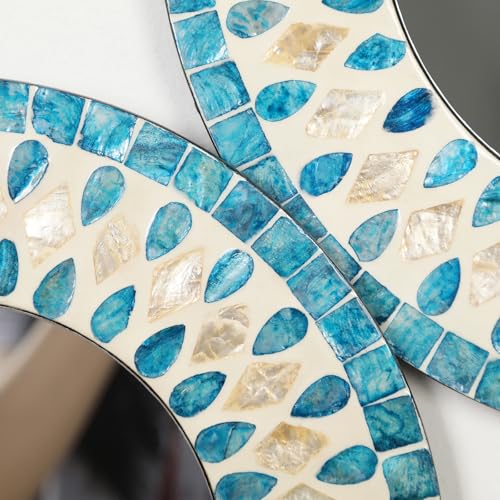 Handmade Mother of Pearl Mirror for Seasonal Holiday Wall Decor Blue - color: Blue