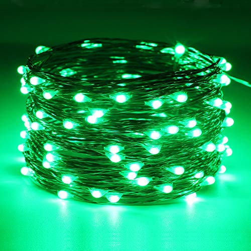 RUICHEN Fairy Lights Plug in with Remote, Copper Wire 33 Ft 100 LED, Green - color: Green