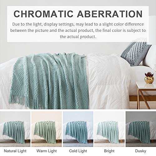 BOURINA Aqua Throw Blanket 50x60 Inch Boho Knitted Soft Throw Sofa Blanket - color: Aqua, size: 50"x60"