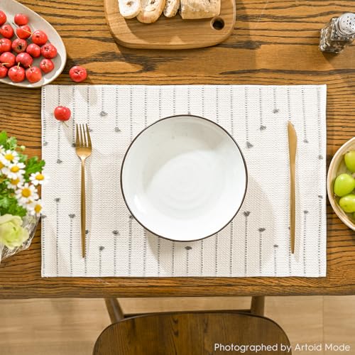 Artoid Mode Light Grey Farmhouse Woven Rustic Placemats Set of 4-12x18 Inch - color: Light Grey, size: 12" x 18", 4 Pcs
