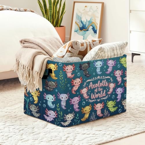 Cartoon Salamander Laundry Hamper, 56L Large Foldable Laundry Basket with Handles, for Family Clothes, Toy Storage Bin, Blankets,Decorative Organizer for Shelves & Closet Home Decor Bedroom & Nursery - color: Cartoon Salamander