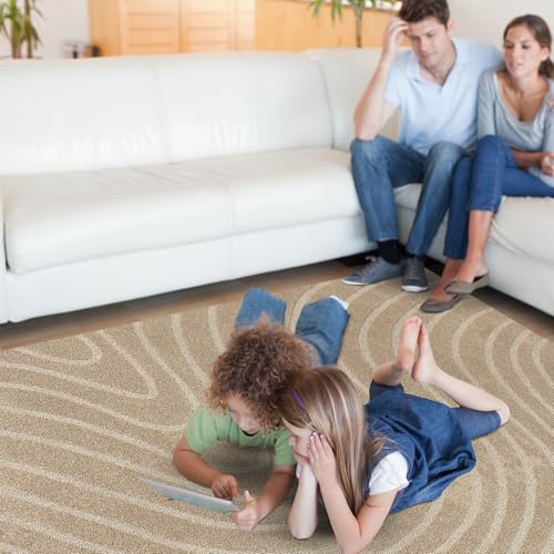 LUXE WEAVERS Modern Geometric Wave Beige 8x10 Area Rug - color: Beige, size: 8' x 10' (Rectangular)