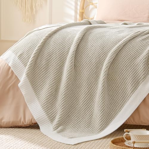 BEDELITE Soft Cozy Chenille Waffle Knit Throw Blanket,Farmhouse Boho - color: Beige, size: Throw(50"x60")