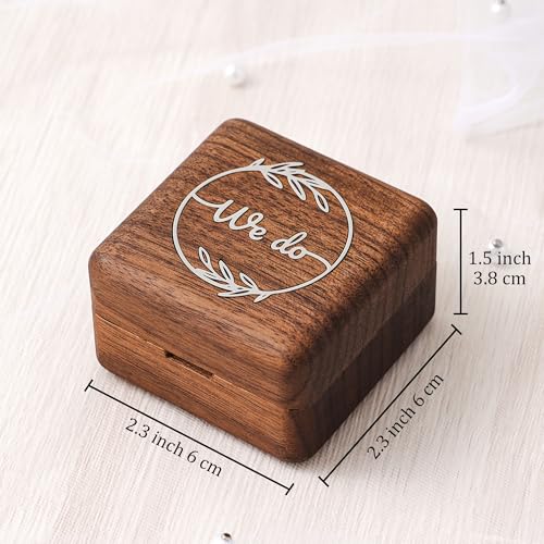 KWOOD We Do-Custom Wooden Wedding Ring Box, Personalized Metal Name Wooden Ring Box, Wedding Ceremony Ring Holder, Anniversary Birthday Gift Idea - style: S-We Do