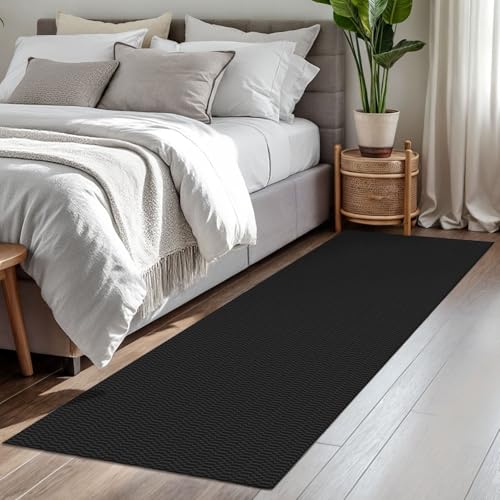 KOZYFLY 2x7 Runner Rug, Washable Non Slip Kitchen Hallway Rug, Black/Grey - color: Black/Charcoal Grey, size: 2' x 7' (Rectangular)