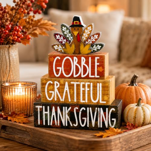 4Pcs Fall Table Decoration Thanksgiving Wooden Turkey Sign - style: Turkey