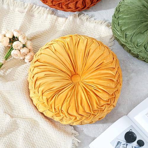 Drydiet 1 Pcs Round Pumpkin Throw Pillow Fall Pillow(Yellow,15'') - color: Yellow, size: 15''